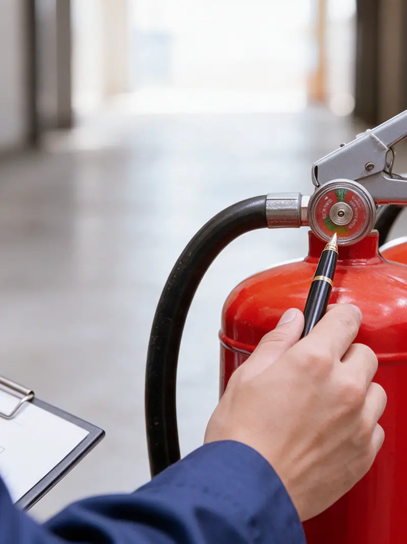 Vistoria de equipamentos de segurança contra incêndio em edifício